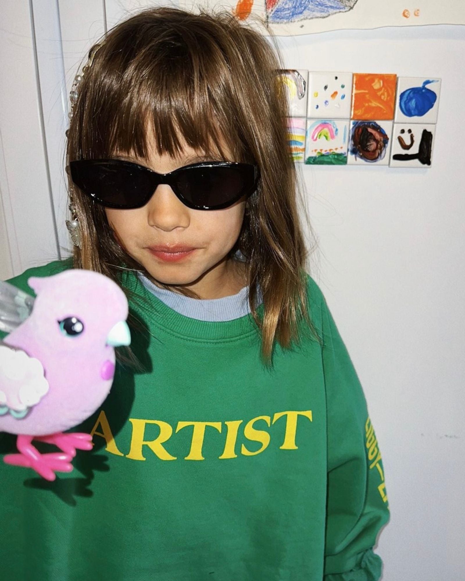 artist pullover | bright green + yellow print – ZIGGY ZAZA