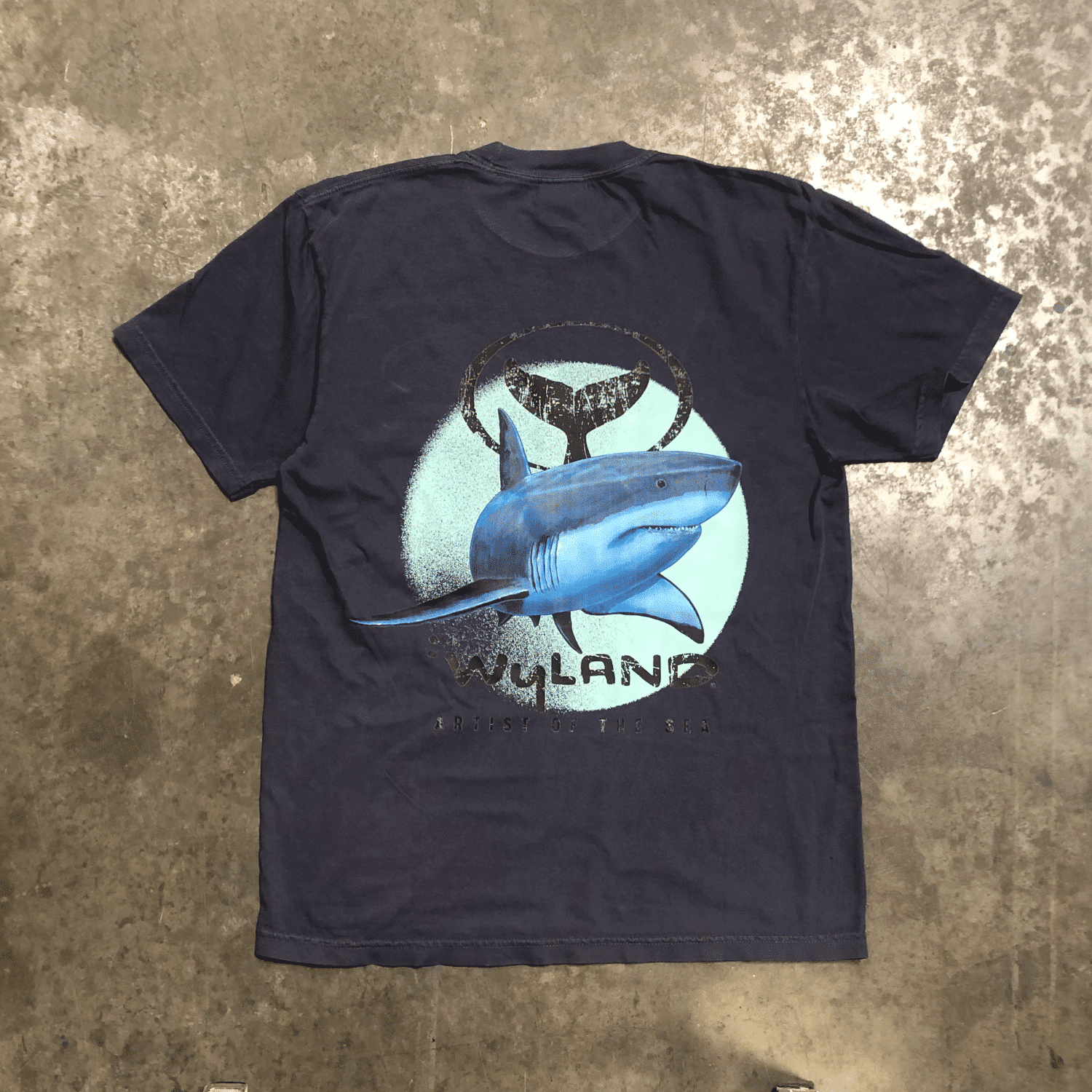 Wyland Shark T-shirt - Washed-Navy Garment Dye - Wyland Foundation