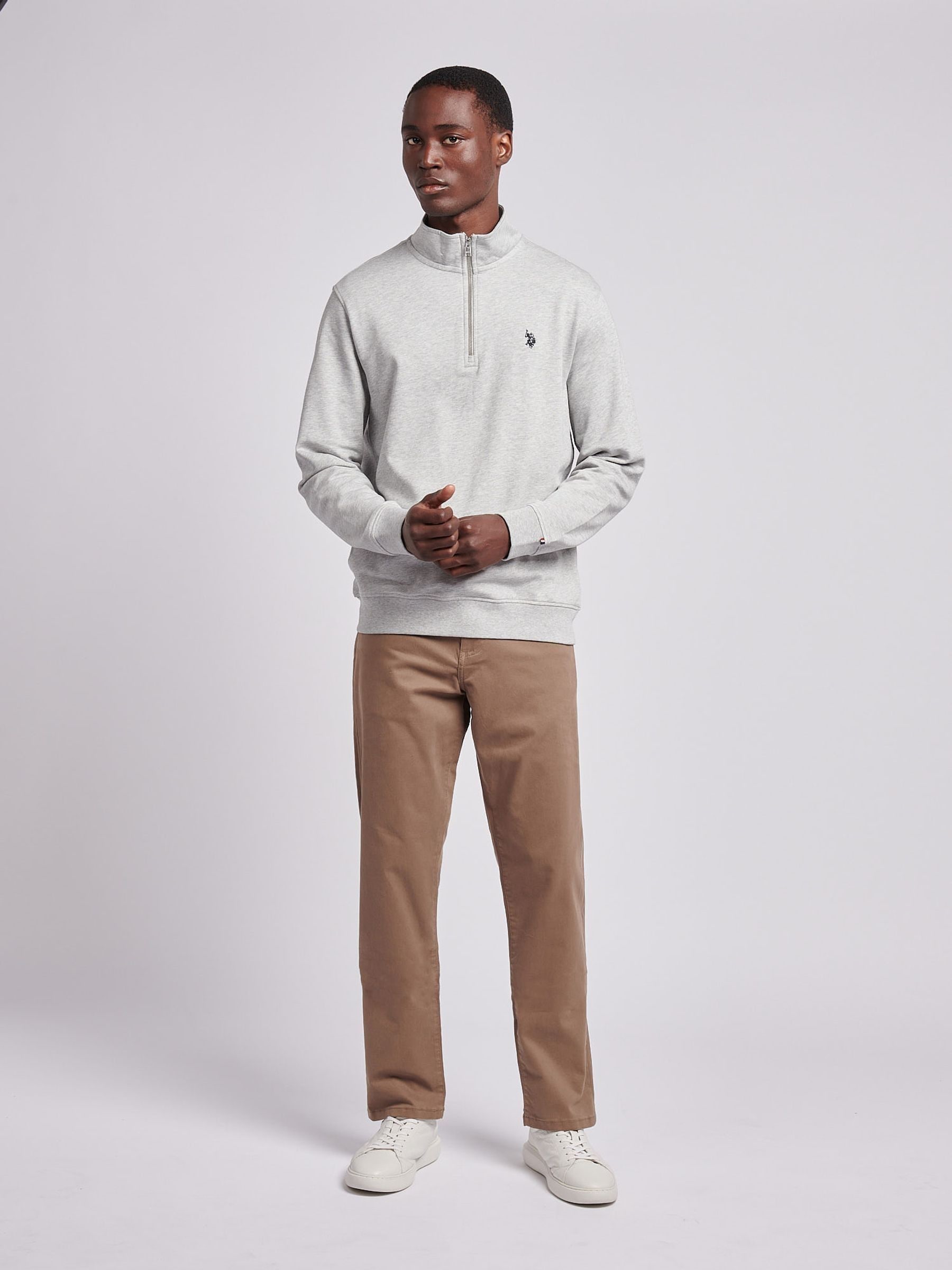 Buy U.S. Polo Assn. Grey Mens Classic Fit Quarter Zip Sweatshirt