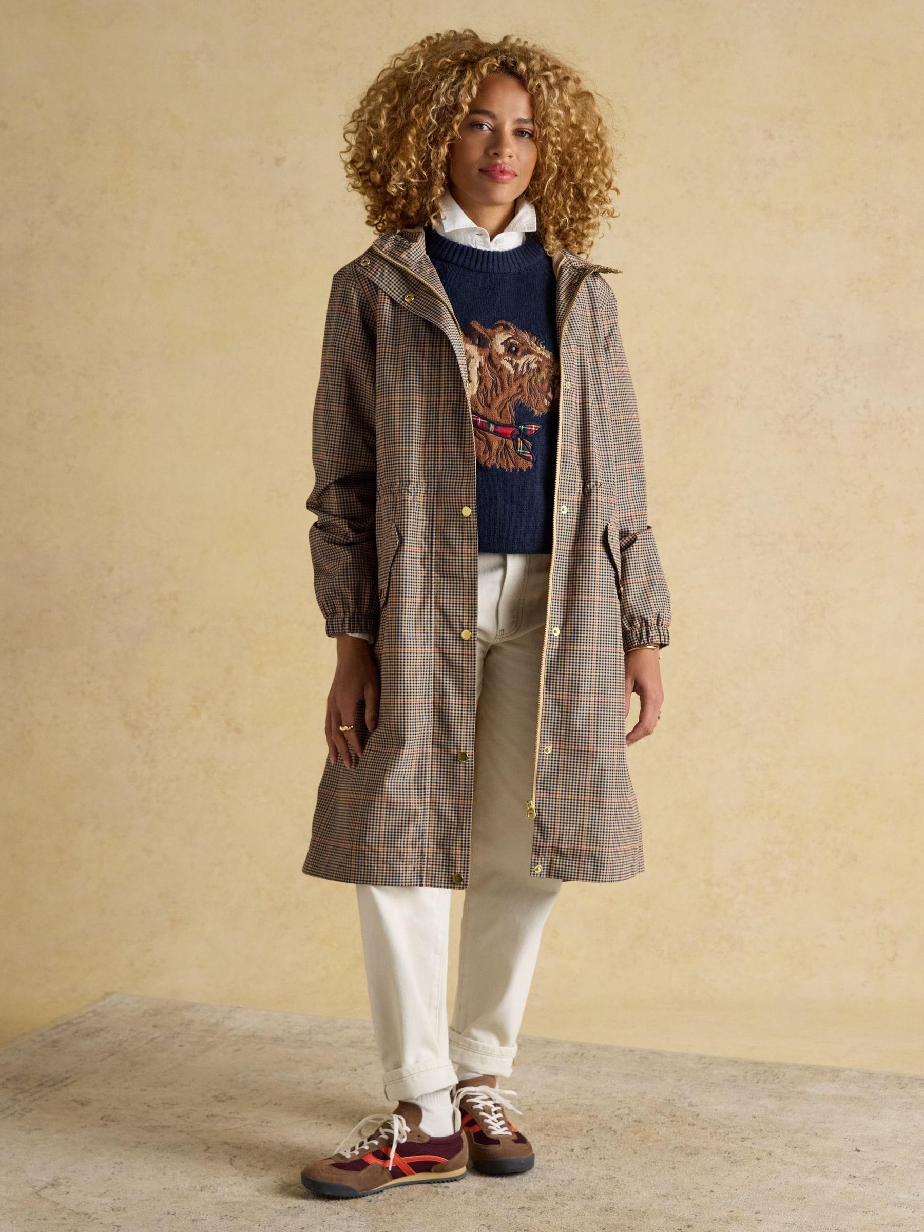 Buy Joules Holkham Brown Check Waterproof Packable Raincoat With