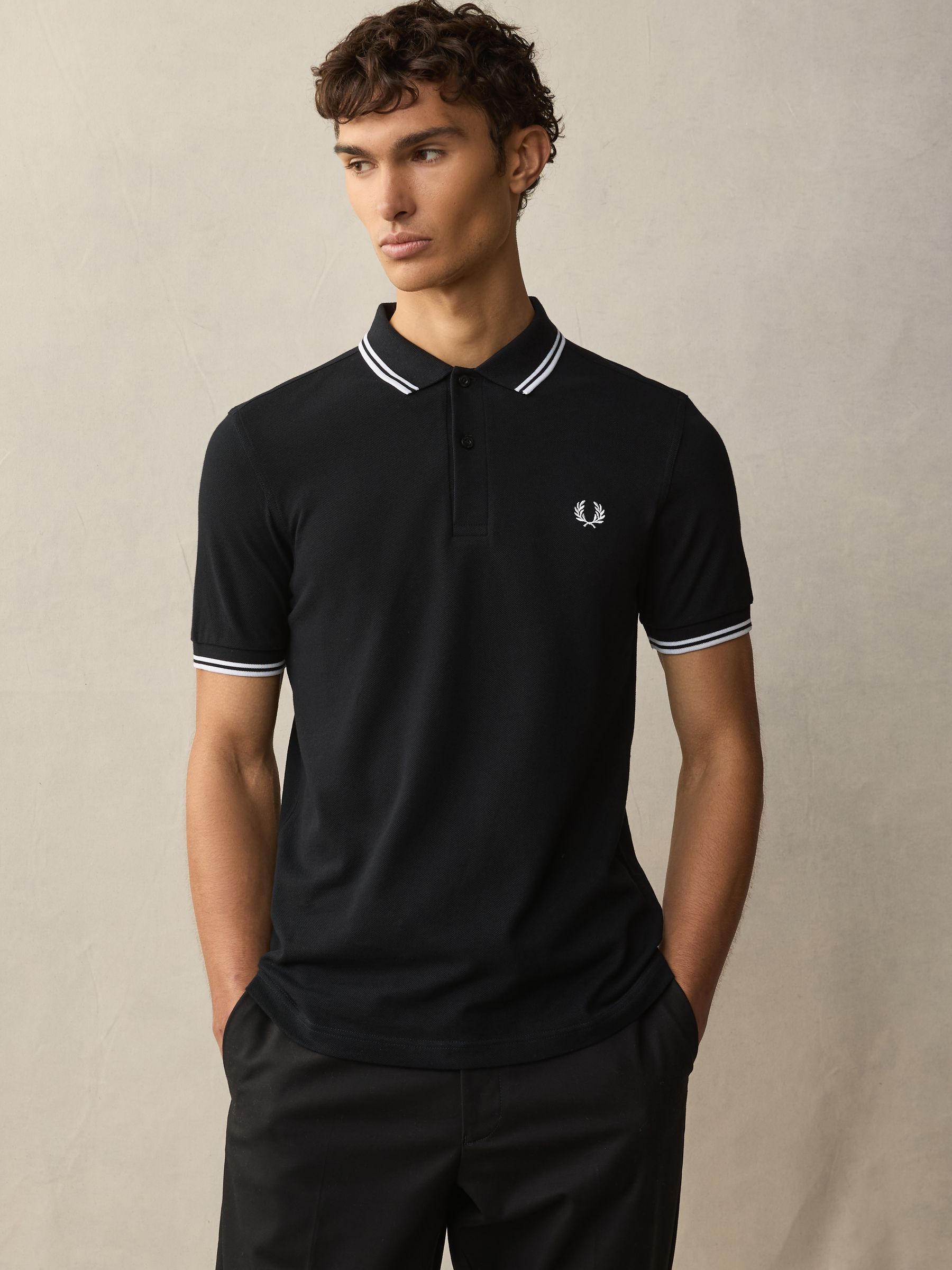 Buy Fred Perry Black/White Tipped Polo Shirt from Next USA