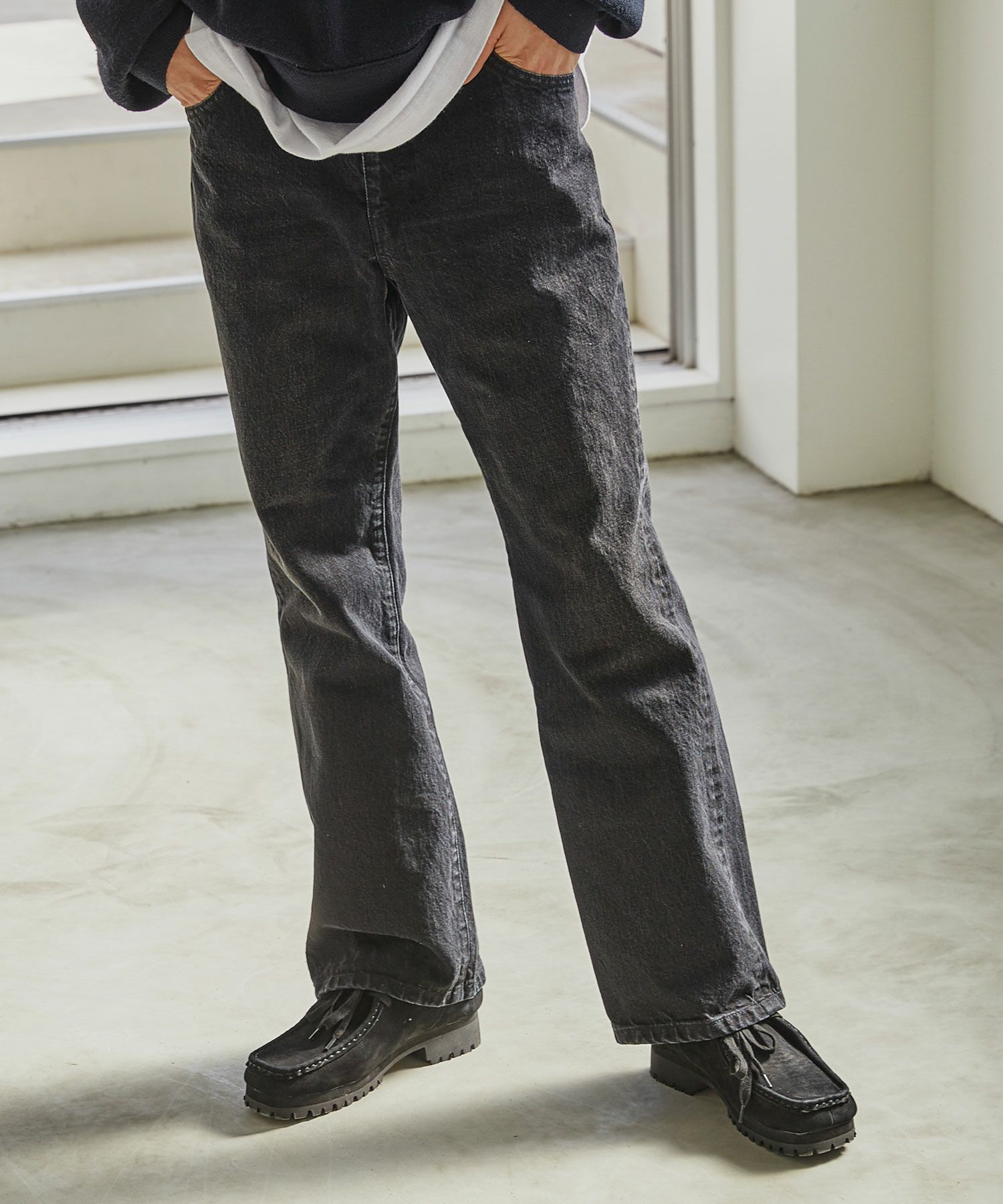 Vibram × OPENING ACT] Vibramソールヌバックリアルレザーモカシン