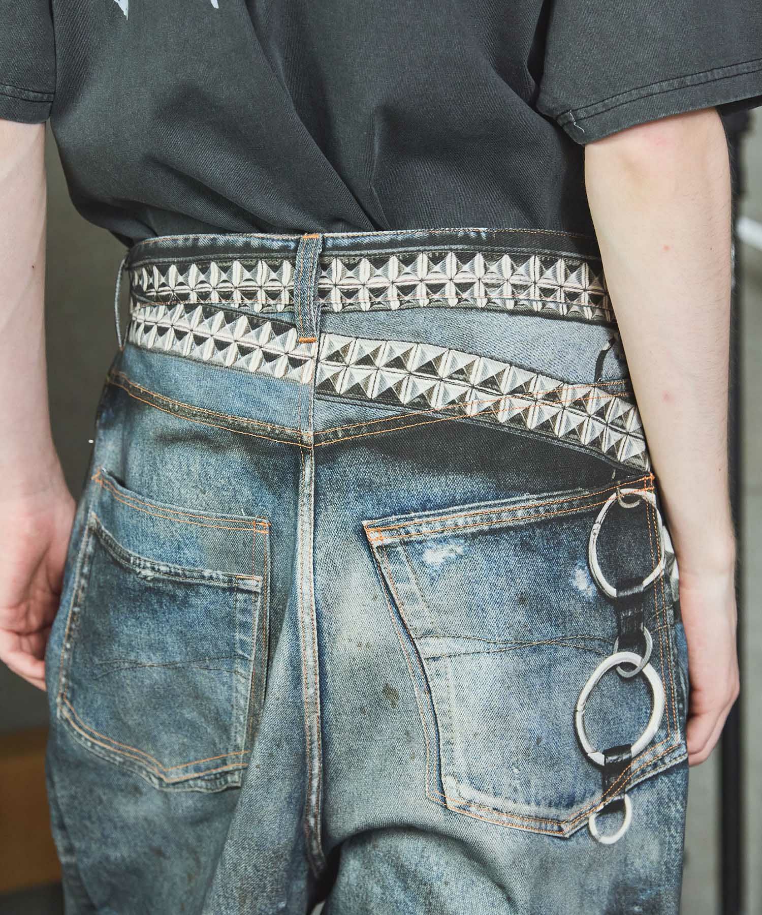 OPENING ACT] 総柄転写バギーシルエットデニムパンツ 〓予約販売・11月