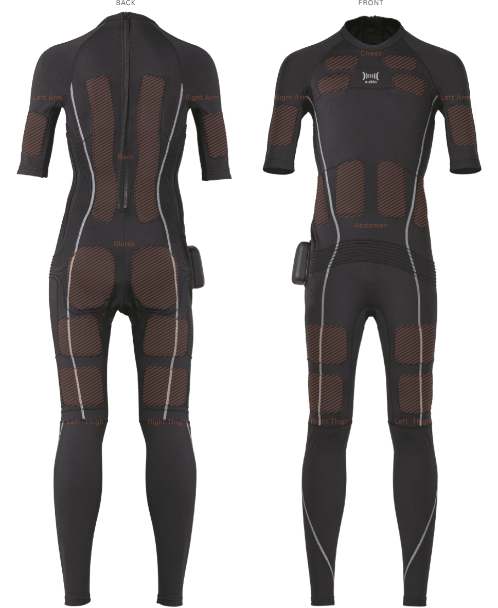 e-skin EMSスーツ 全身対応 ジェル不要 洗濯可 スマホ操作可