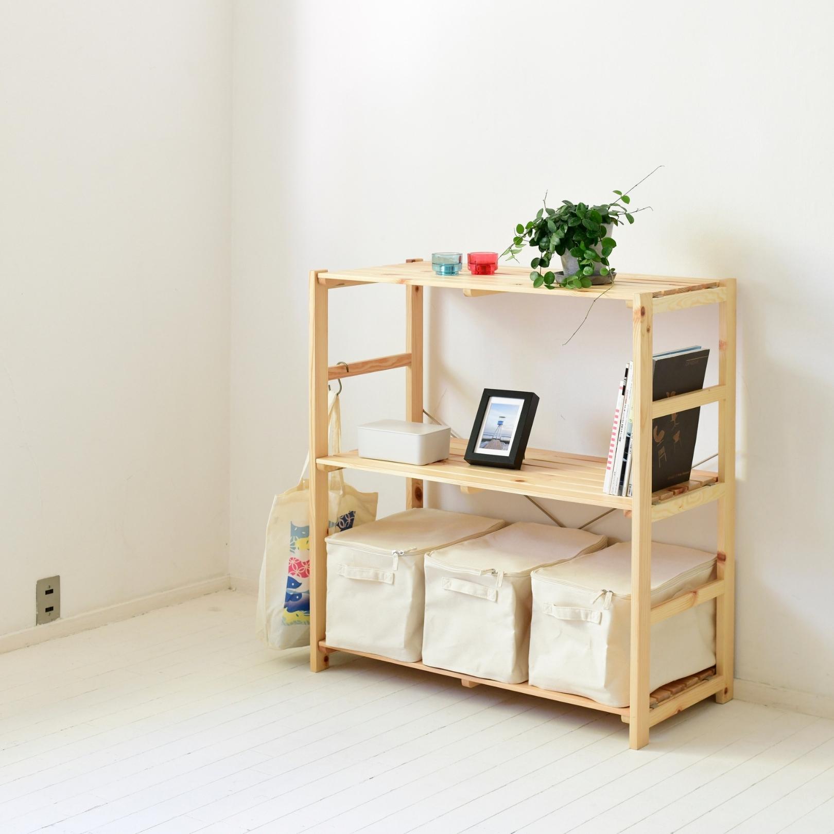 販売終了】パイン材 シェルフ ウッドラック 幅87 奥行40 高さ94cm