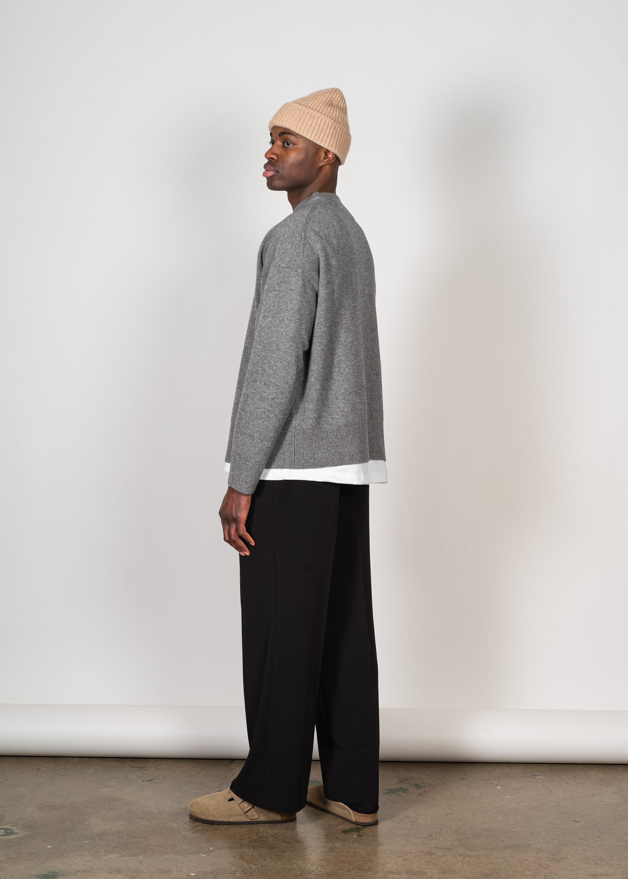 Cashmere Blend Oversized Sweater in Grey – Yacaia Y-0008 (Unisex)