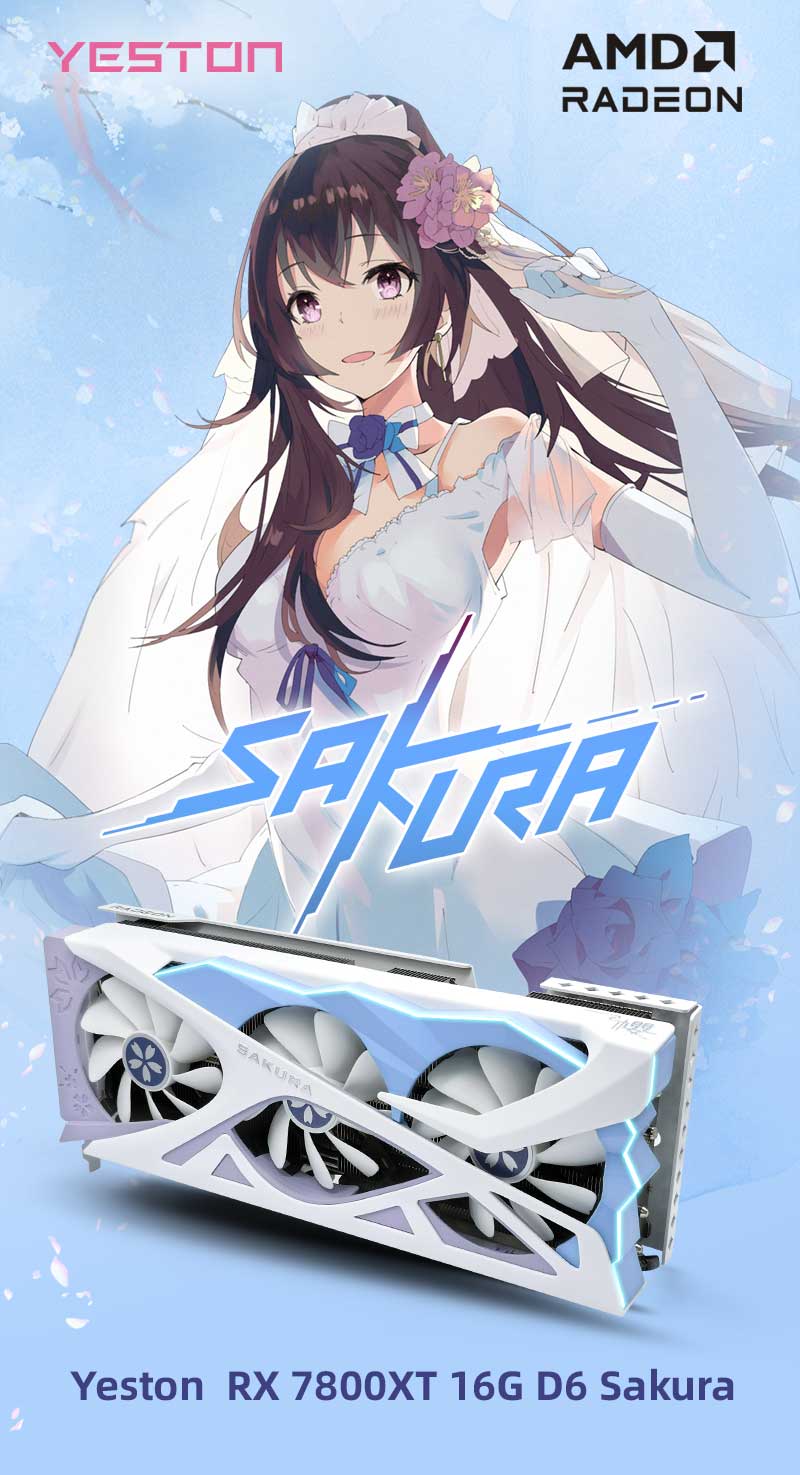 Yeston Sakura Radeon RX 7800 XT 16G GDDR6 256bit 5nm video cards
