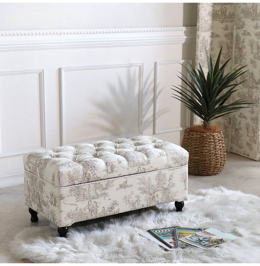 ジェニファーテイラー 収納付きベンチ Toile de Jouy｜おしゃれ