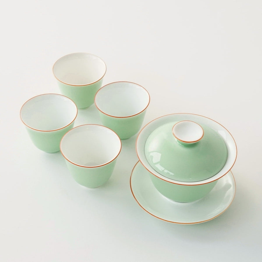 景徳鎮 蓋碗・飲杯セット緑 – 遊茶オンラインショップ
