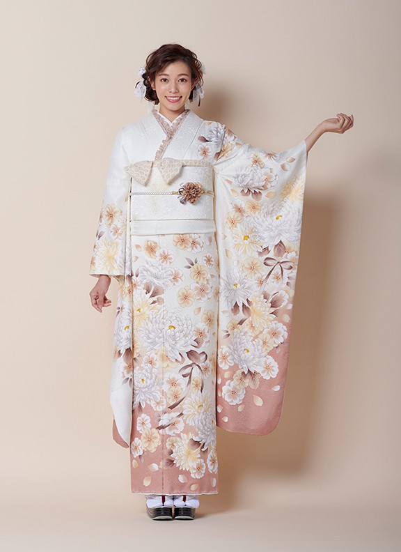 白・ピンク地振袖 菊や桜｜振袖ギャラリー | 成人式の振袖レンタル