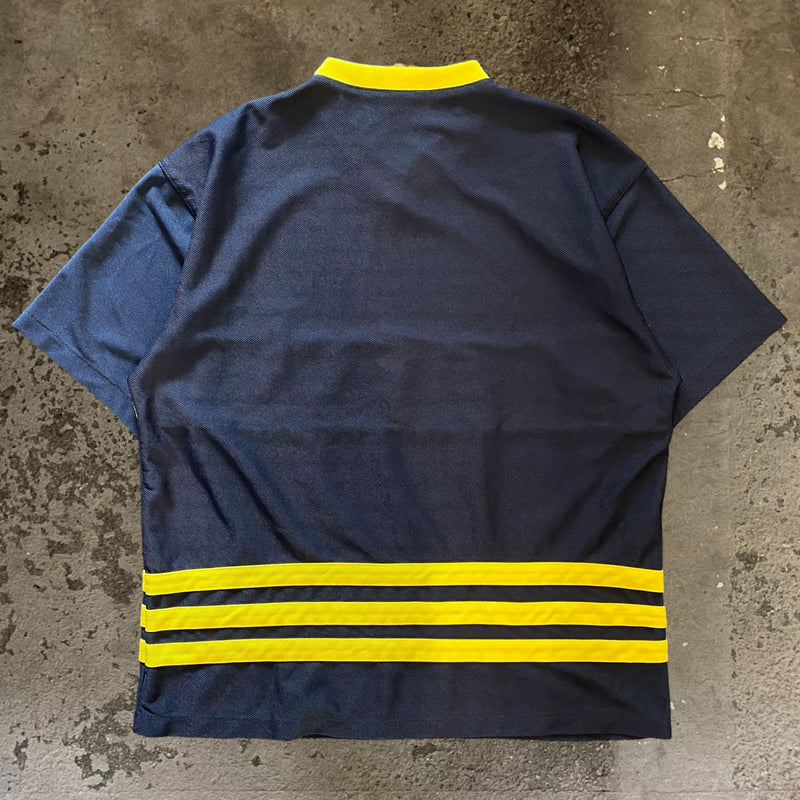ビンテージ 90s adidas メンズL ユニフォーム ストライプ メッシュ