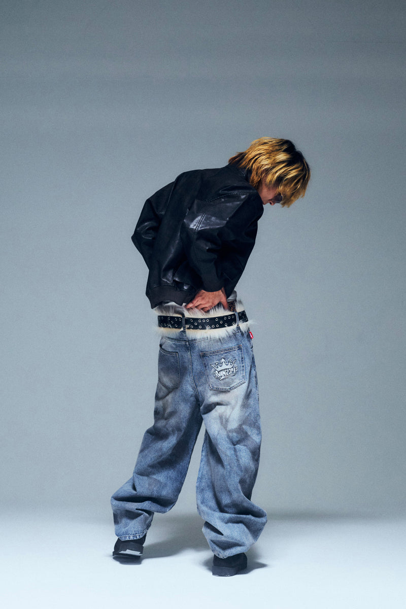 King Logo Slub Denim Buggy Pants – YZ