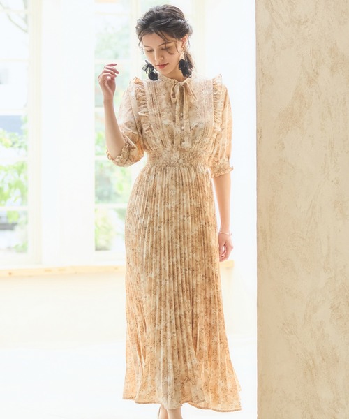 DRESS+（ドレスプラス） ドレス ワンピース 花柄 レトロ柄 半袖