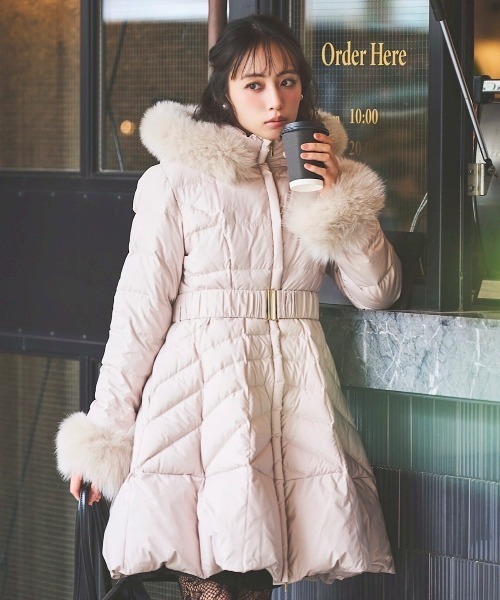 美品ホーンガーメントレディースロングダウンゴルフ36 ホーン