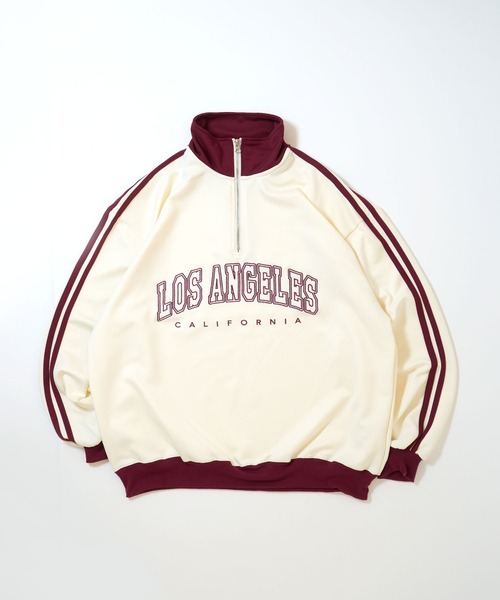 おしゃれスタ ジャージ half zip track jacket/フロントロゴ刺繍