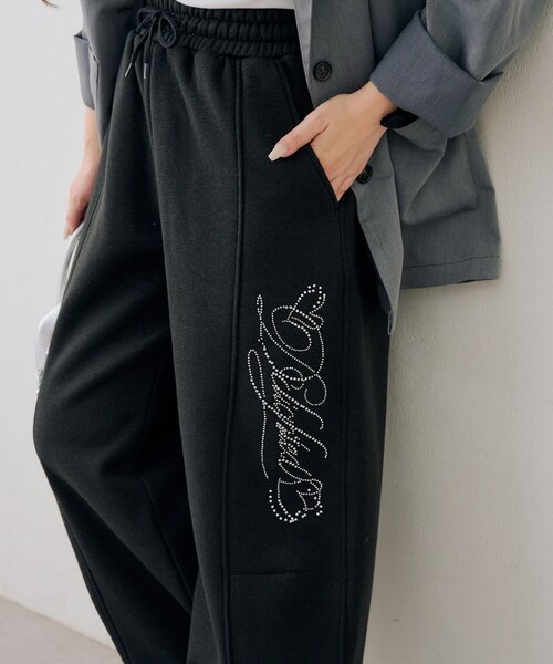 continuer de NICE CLAUP スウェットパンツ ジャージ キラキラロゴ