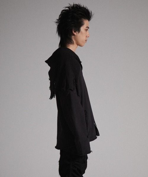 GRANCY パーカー 「GRANCY」Knit Layered Design Zip Hoodie / ニット