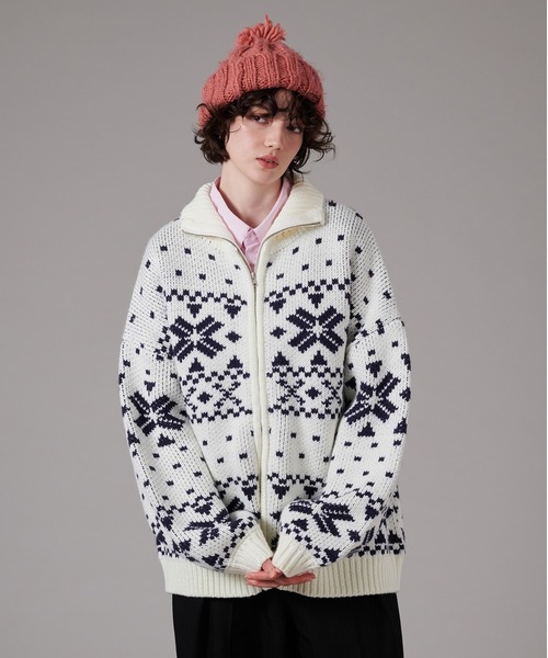 ONCILY（オンシェリー） セーター ニット NORDIC PATTERN COWICHAN ZIP