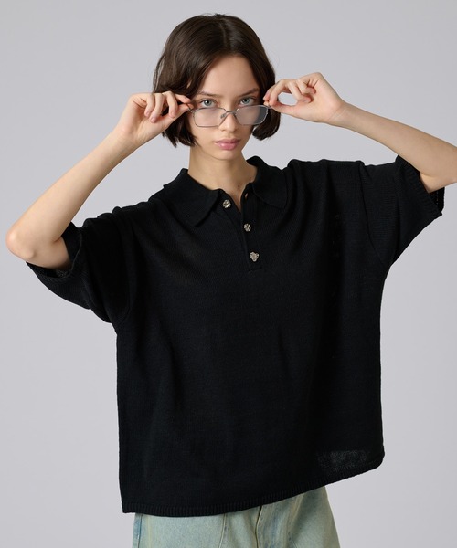 ONCILY（オンシェリー） ポロシャツ 25ss SILVER BUTTON POLO SHIRT