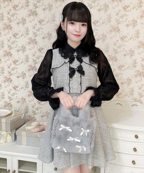 ROJITA（ロジータ） ハンドバッグ リボン付ふわふわファーバック