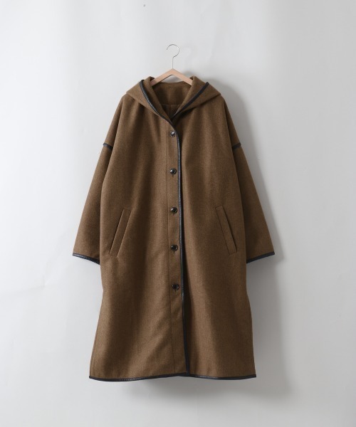 cepo（セポ） コート アウター レザー調パイピング ロングコート
