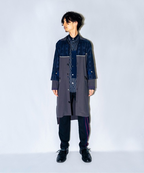 N'enuphar ステンカラーコート コート フロッキーロゴ柄シャツコート