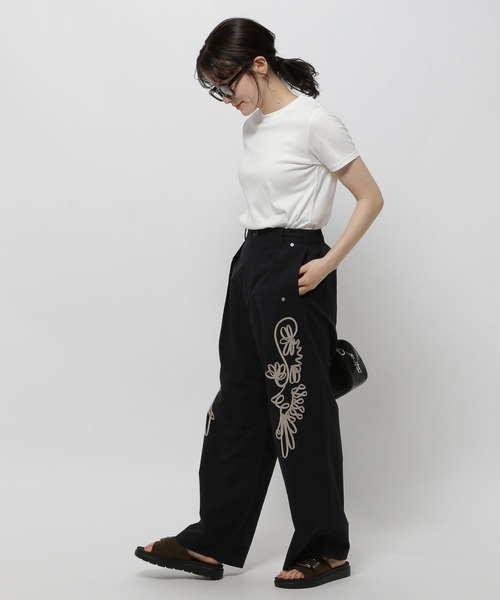 niko and…（ニコアンド） パンツ モチーフコード刺繍パンツ レディース