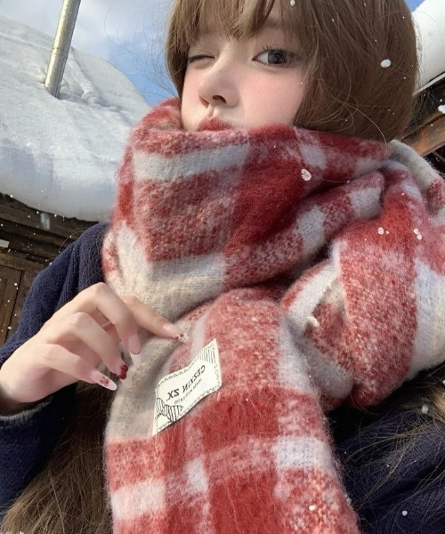 Acne Studios（アクネ ストゥディオズ） チェック柄マフラー - レッド