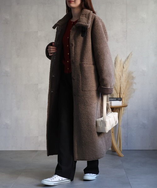 sakishimatokyo ムートンコート ボアコート シングルブレスト