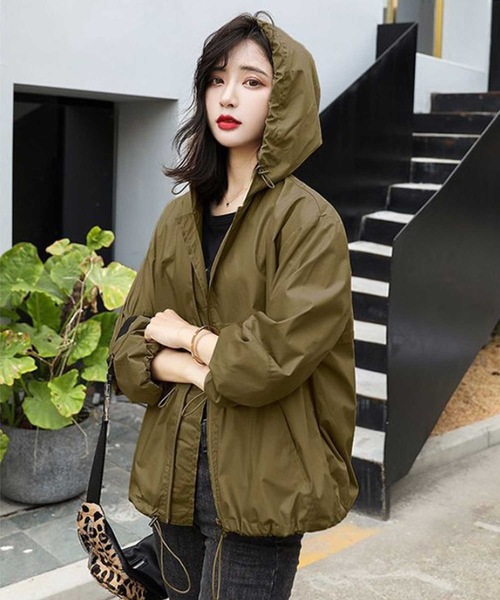 ▪️ザ・リラクス ショートモッズコート 長袖 フード カーキ系 サイズ