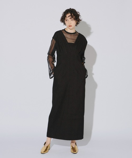 ANDRESD ドレス Vラインジャガードドレス / V line jacquard dress
