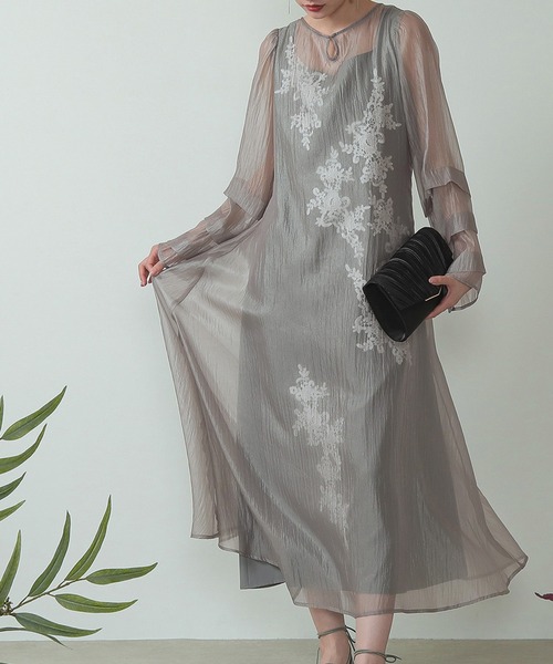 Kana ドレス モチーフレース シアー ワンピース パーティードレス 結婚