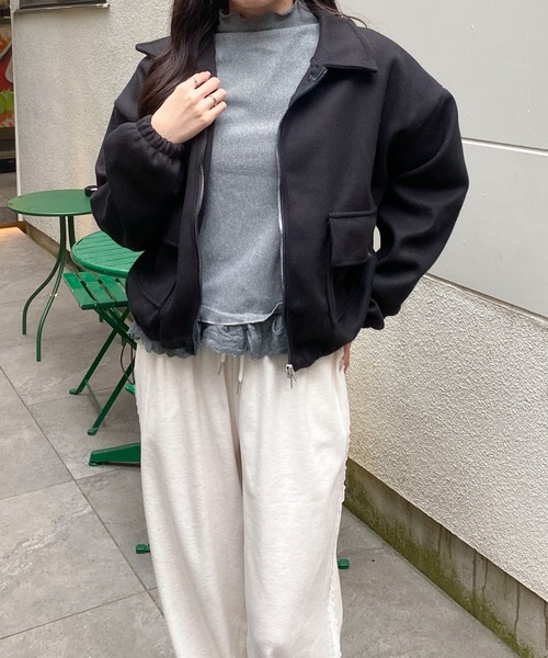 Mejoul ブルゾン アウター ボリュームスリーブポケット付きダブル