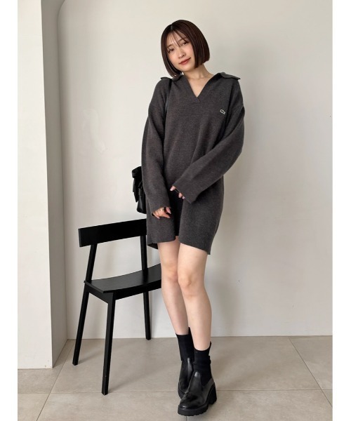 SNIDEL（スナイデル） ワンピース LACOSTE/スキッパーニットワンピース