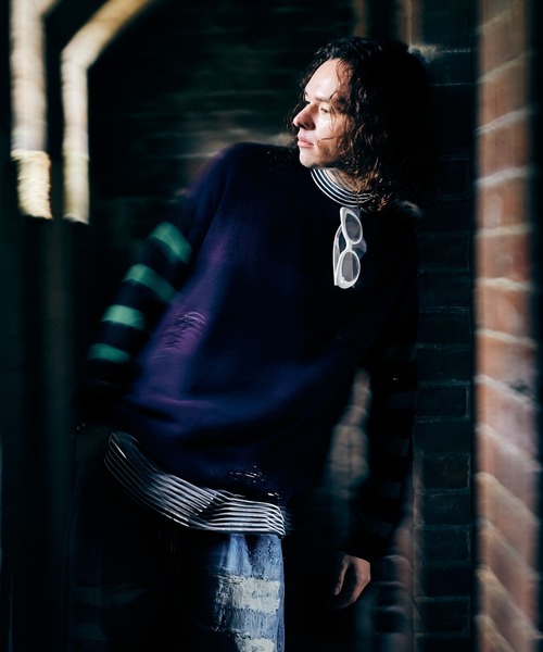 glamb（グラム） セーター ニット Damaged Border Knit / ダメージ
