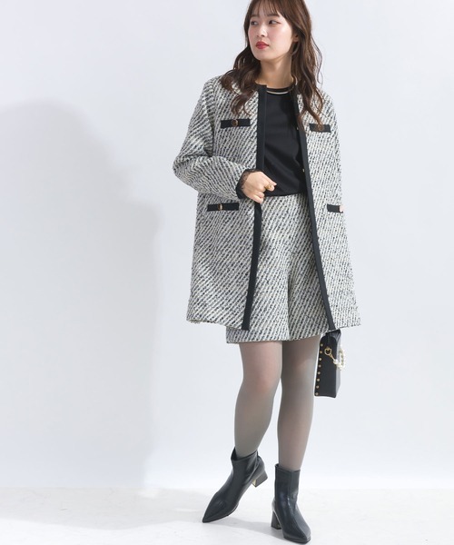 PICCIN PERLA パンツ 「セットアップ可能」ツイードキュロットパンツ