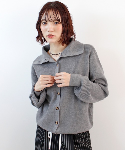 ニット セーター ボタンデザイン2WAYハイネックニット レディース