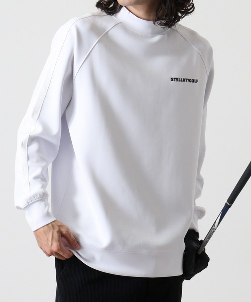 STELLA77GOLF tシャツ 蛍光カラーゴルフモックネック長袖T メンズ