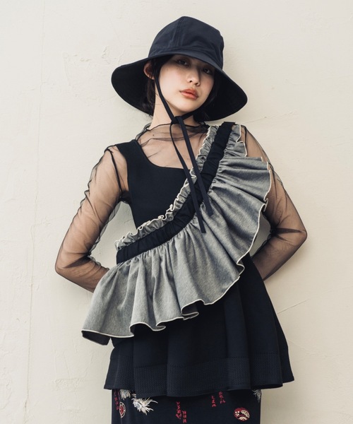 新品⚫︎ORIÉNT MILLINERY 【ドーラメロウ】フリルバッグ グレー