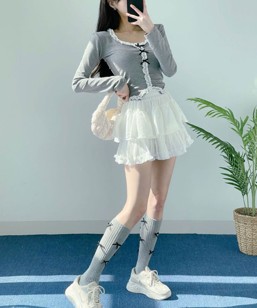 スカート フリルカンカン ミニスカート バレエコア フリルスカート