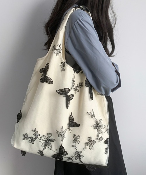 LA VORAGINE（ラ ヴォラジネ） トートバッグ 刺繍レース布帛バッグ