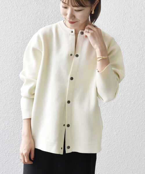 SHIPS any カーディガン any: 「手洗い可能」ミラノリブ クルーネック