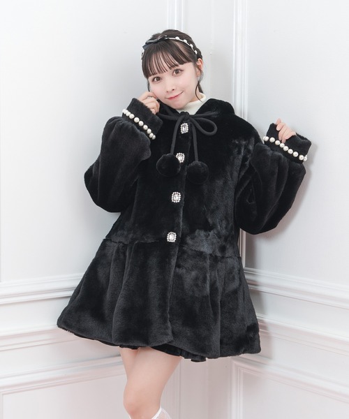 Honey Cinnamon（ハニーシナモン） コート アウター ぽんぽんリボン