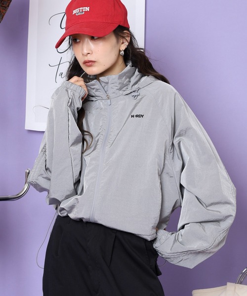 NERDY ナイロンジャケット スリーブシアリングウィンドブレーカー