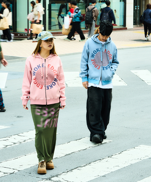 WOKE EDGE（ウォークエッジ） パーカー Washed Thermal Zip Hoodie