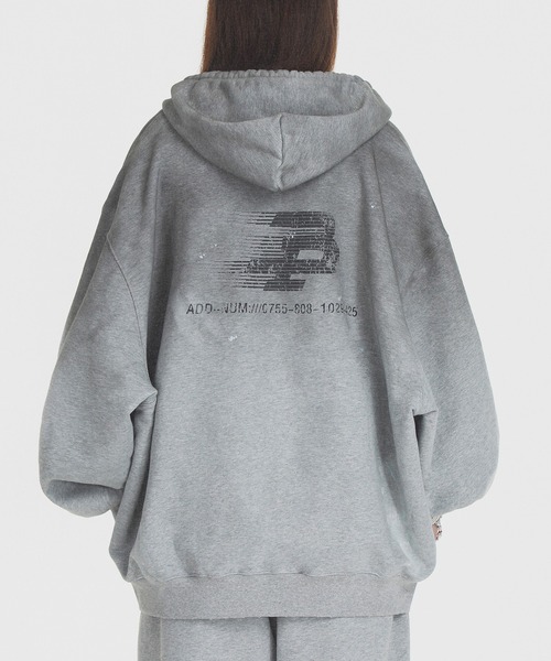 MASONPRINCE パーカー オーバーサイズ ペイント加工 ZIPパーカー