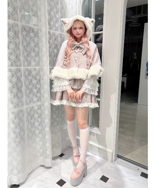 Ank Rouge（アンクルージュ） ポンチョ ネコちゃんキラキラツイード