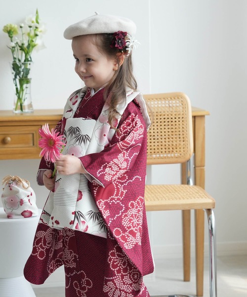 utatane 着物 七五三3歳用被布コートセット 女の子 ひよこ商店 レトロ