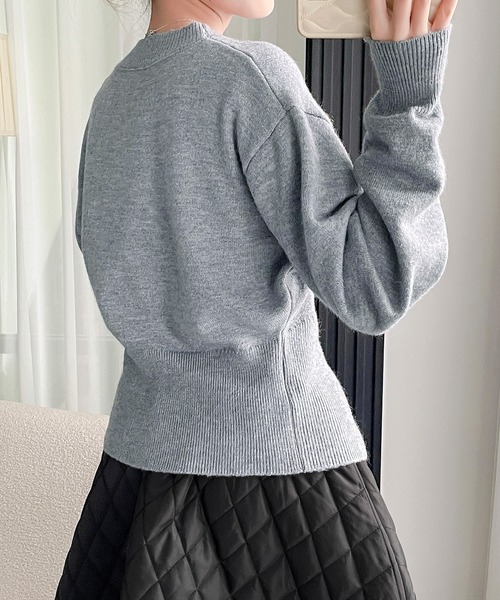 ニット セーター レディース ハーフジップニット 裾ジップ スリム
