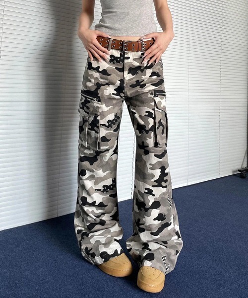 gossip!ロサンゼルス ジーンズ デニム デニムパンツ Y2K 迷彩柄ワイド